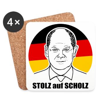 stolz auf Scholz, Bundeskanzler, Deutschland Shirt - Untersetzer (4er-Set) - Weiß - Vorne
