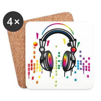Casque avec dessin d’égaliseur coloré - Dessous de verre (lot de 4) - blanc - Devant