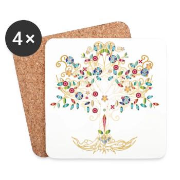 imaginative tree in metallic colors - Coasters (set of 4) - white - Front