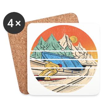Ski Jumper Figure Ski Jumping Gift Ski Flying - Coasters (set of 4) - white - Front