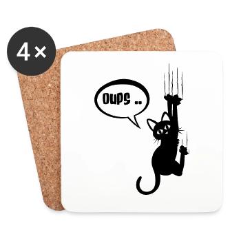 Hoppla.. schwarze Katze betises - Untersetzer (4er-Set) - Weiß - Vorne