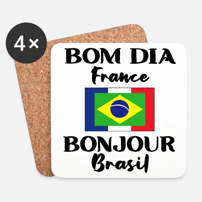 Brasilien Frankreich Flagge Brasilianer Geschenk - Untersetzer (4er-Set) - Weiß