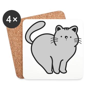 Chats Chats - Dessous de verre (lot de 4) - blanc - Devant