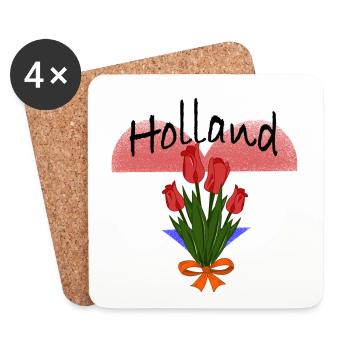 Cœur de tulipe de Hollande - Dessous de verre (lot de 4) - blanc - Devant