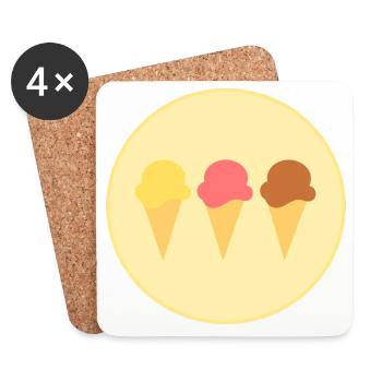ice cream ice cream strawberry ice cream vanilla ice cream chocolate ice cream - Coasters (set of 4) - white - Front