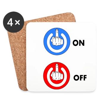 Mittelfinger EIN und AUS - Untersetzer (4er-Set) - Weiß - Vorne