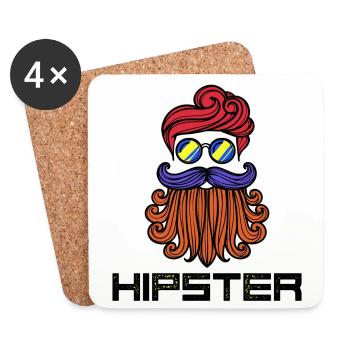 Beard Hipster Disant Barbe Coiffure Barbe Porteur de Barbe - Dessous de verre (lot de 4) - blanc - Devant
