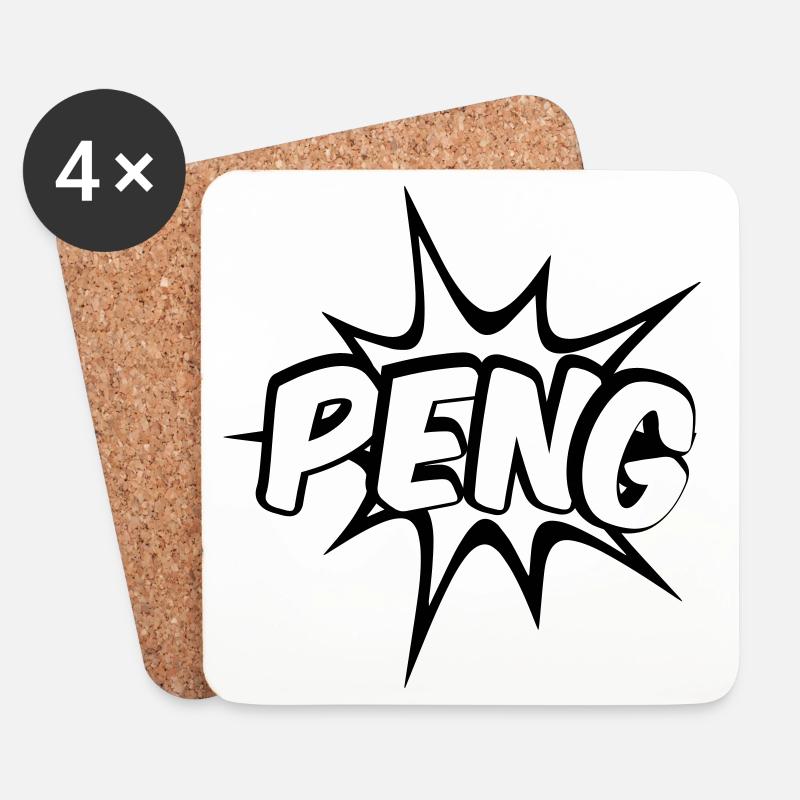 Peng Comic Design - Untersetzer (4er-Set) - Weiß