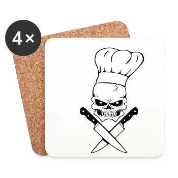 Skull cook - Coasters (set of 4) - white - Front