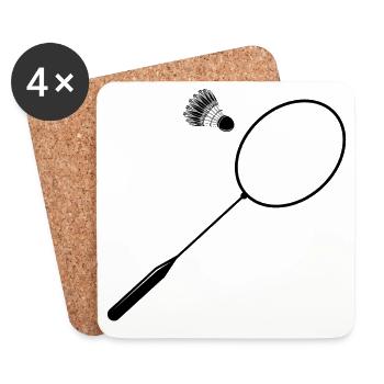 Badminton badminton with badminton racket - Coasters (set of 4) - white - Front