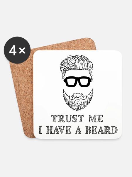 Beard Wearer Beard Statement Mustache Humorous - Coasters (set of 4) - white