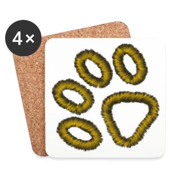 patte de tigre dorée - Dessous de verre (lot de 4) - blanc - Devant