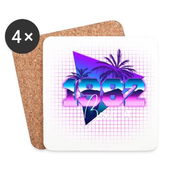 Retrowave Born in 1982 - Untersetzer (4er-Set) - Weiß - Vorne