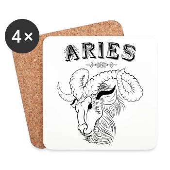 Aries Sternzeichen Widder - Untersetzer (4er-Set) - Weiß - Vorne