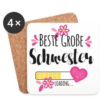 Beste Große Schwester Loading - Untersetzer (4er-Set) - Weiß - Vorne