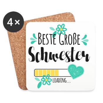 Beste Große Schwester Loading - Untersetzer (4er-Set) - Weiß - Vorne