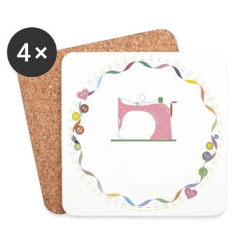 nostalgic colorful sewing machine with buttons - Coasters (set of 4) - white - Front