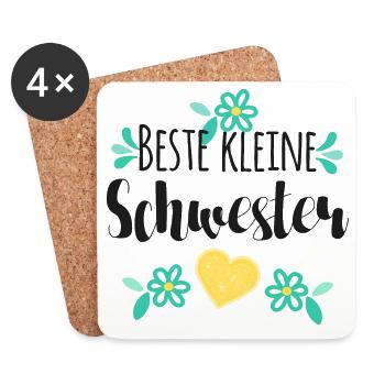 Beste Kleine Schwester - Untersetzer (4er-Set) - Weiß - Vorne