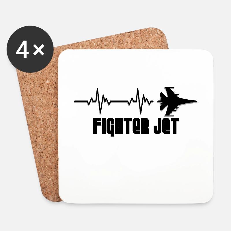 Heartbeat Kampfjet - Untersetzer (4er-Set) - Weiß