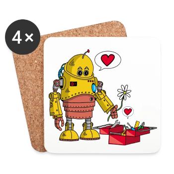 Robot in love - Coasters (set of 4) - white - Front