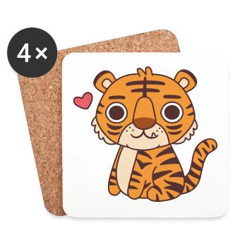 Mignon petit petit tigre - Dessous de verre (lot de 4) - blanc - Devant