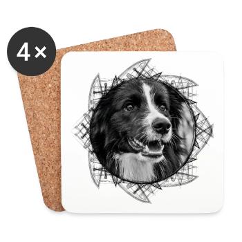 Border Collie - Dessous de verre (lot de 4) - blanc - Devant