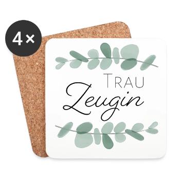 Trauzeugin Eukalyptus - Untersetzer (4er-Set) - Weiß - Vorne