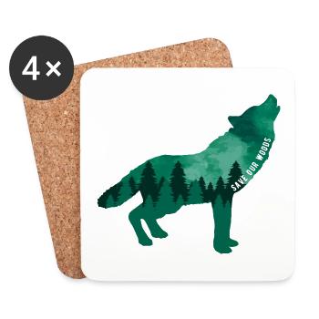 Climate Change Environmental Protection Wolf - Coasters (set of 4) - white - Front