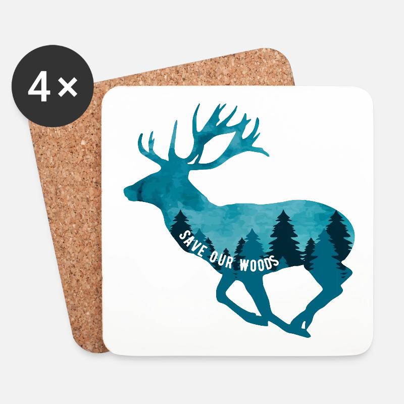 Klimawandel Umweltschutz Hirsch Nachhaltig - Untersetzer (4er-Set) - Weiß