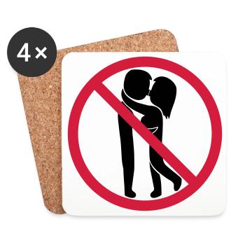 Kissing forbidden sign - Coasters (set of 4) - white - Front