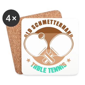 Tennis de table Old Schmetterhand battes de tennis de table - Dessous de verre (lot de 4) - blanc - Devant