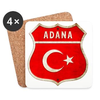 Armoiries du drapeau de la Turquie Adana - Dessous de verre (lot de 4) - blanc - Devant