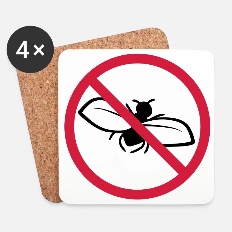 Fliege Verboten Schild - Untersetzer (4er-Set) - Weiß