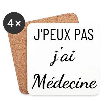 je peux pas j ai médecine - Dessous de verre (lot de 4) - blanc - Devant