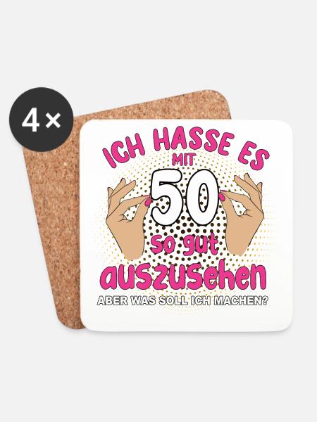 50. Geburtstag Frau funny Sprüche fünfziger - Untersetzer (4er-Set) - Weiß