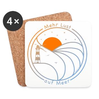 Leuchtturm bei rauer See, mehr Lust auf Meer - Untersetzer (4er-Set) - Weiß - Vorne