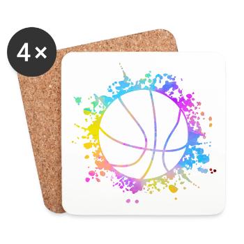 Basketball Paint Splatters colorful - Coasters (set of 4) - white - Front