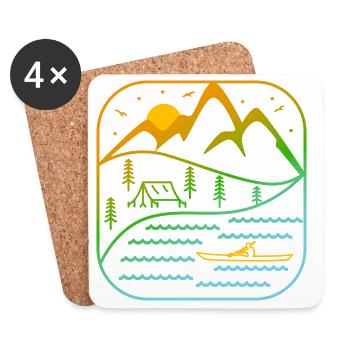 Kayak Outdoor Sport Rowing Paddling Canoe Design - Coasters (set of 4) - white - Front