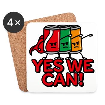 Yes we can superhero team building beverage cans - Coasters (set of 4) - white - Front