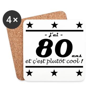 j ai 80 ans - Dessous de verre (lot de 4) - blanc - Devant