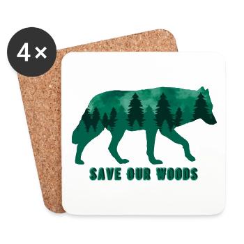 Climate Change Environmental Protection Wolf - Coasters (set of 4) - white - Front