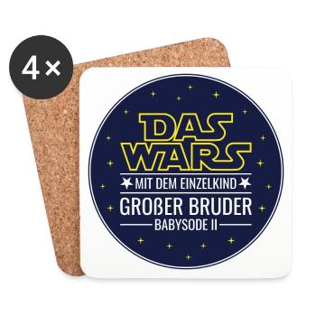 Das wars Einzelkind Babysode 2 Großer Bruder 2026 - Untersetzer (4er-Set) - Weiß - Vorne