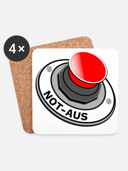 Not Aus Button Schalter für Genervte schnelle Ruhe - Untersetzer (4er-Set) - Weiß
