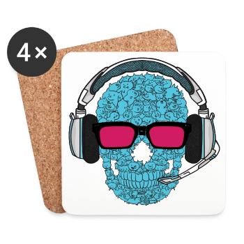 Musik Skull - Untersetzer (4er-Set) - Weiß - Vorne