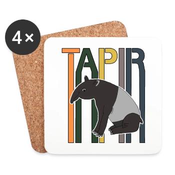 Tapir Retro Schrift Geschenk - Untersetzer (4er-Set) - Weiß - Vorne