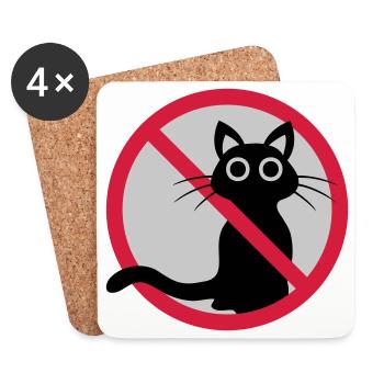 Cat forbidden sign - Coasters (set of 4) - white - Front