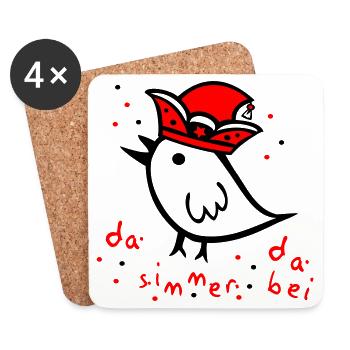 Karneval, Fasching, Konfetti - Untersetzer (4er-Set) - Weiß - Vorne