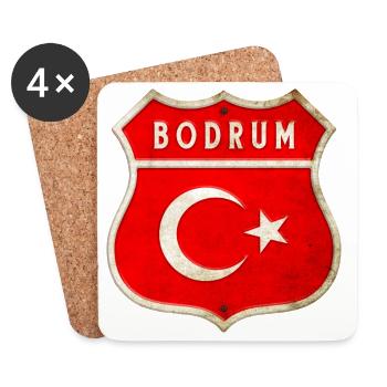 Bodrum Turkey flag coat of arms - Coasters (set of 4) - white - Front