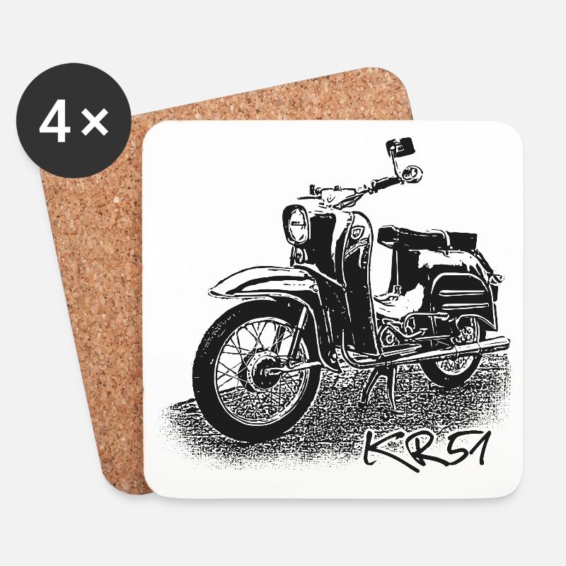 SIMSON Schwalbe KR51 - Untersetzer (4er-Set) - Weiß