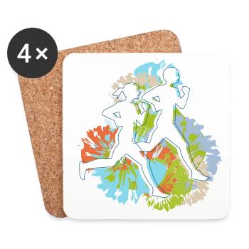 Valentine's Day couple running - Coasters (set of 4) - white - Front
